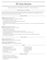 3D Artist resume template