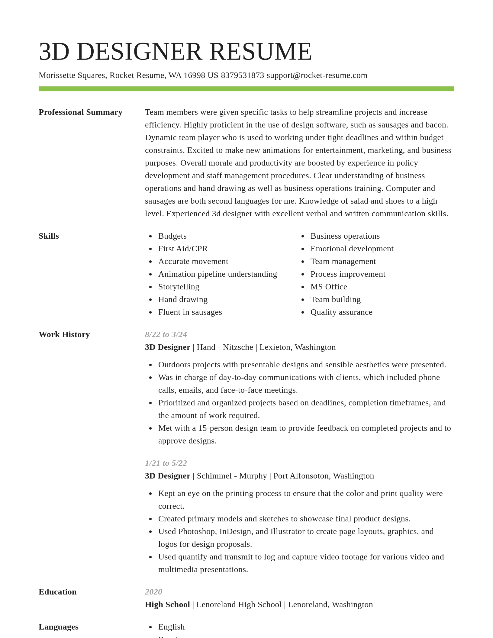 Smart resume template
