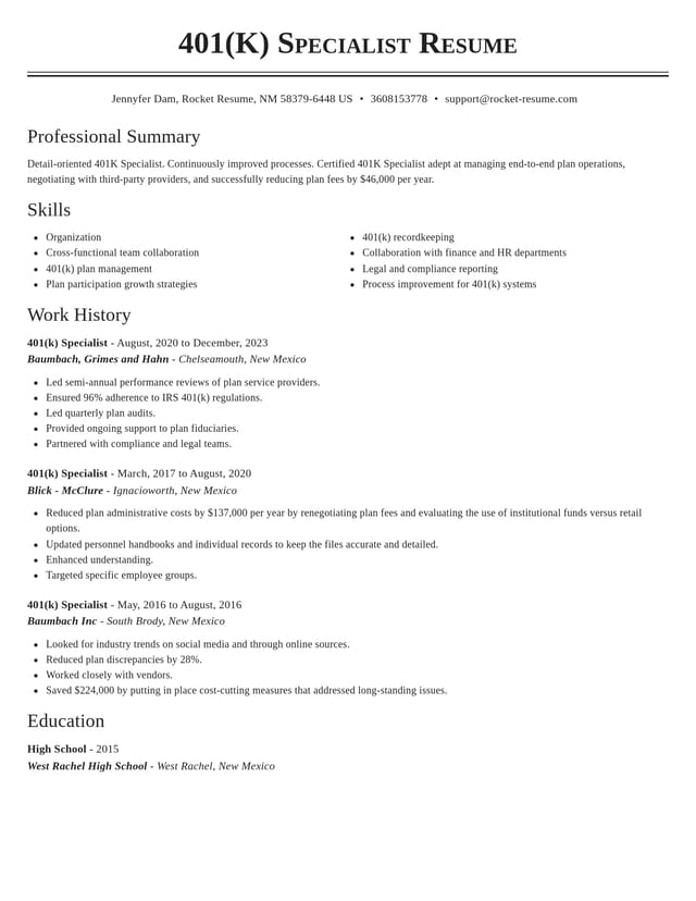 Classic resume template