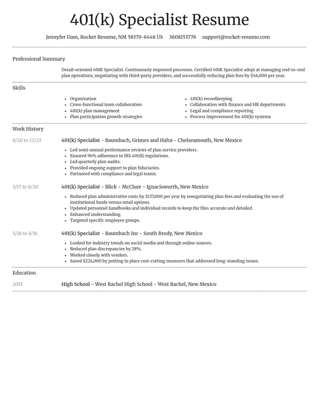 Dignified resume template