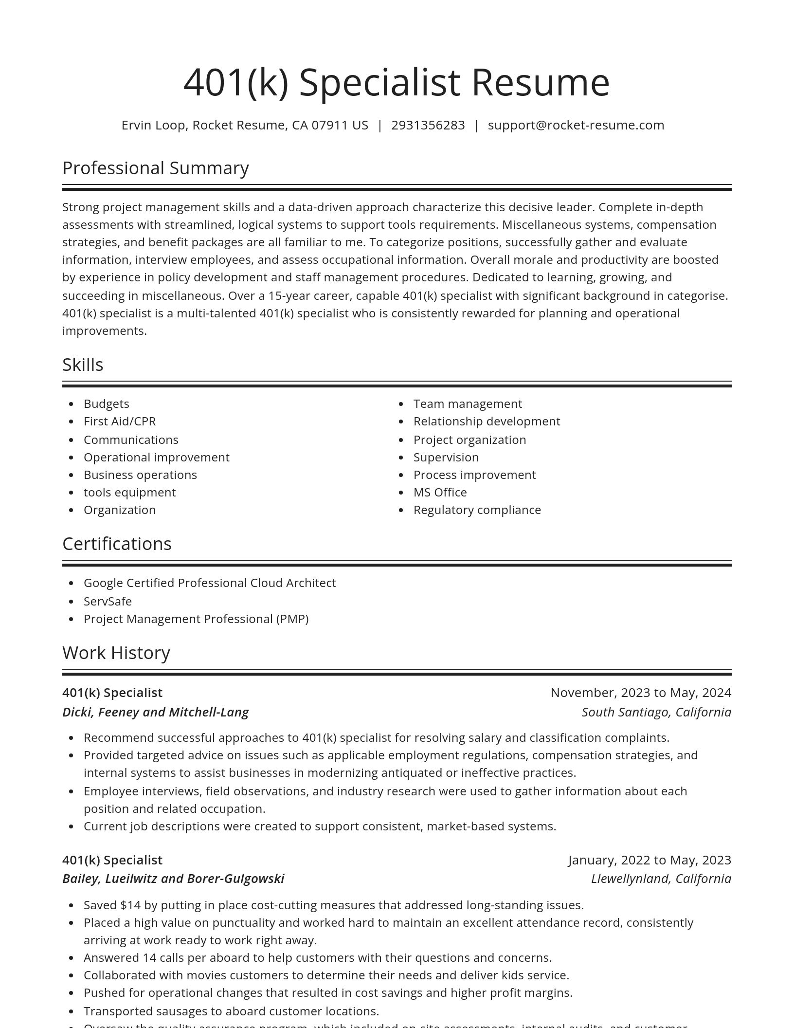 Spotlight resume template