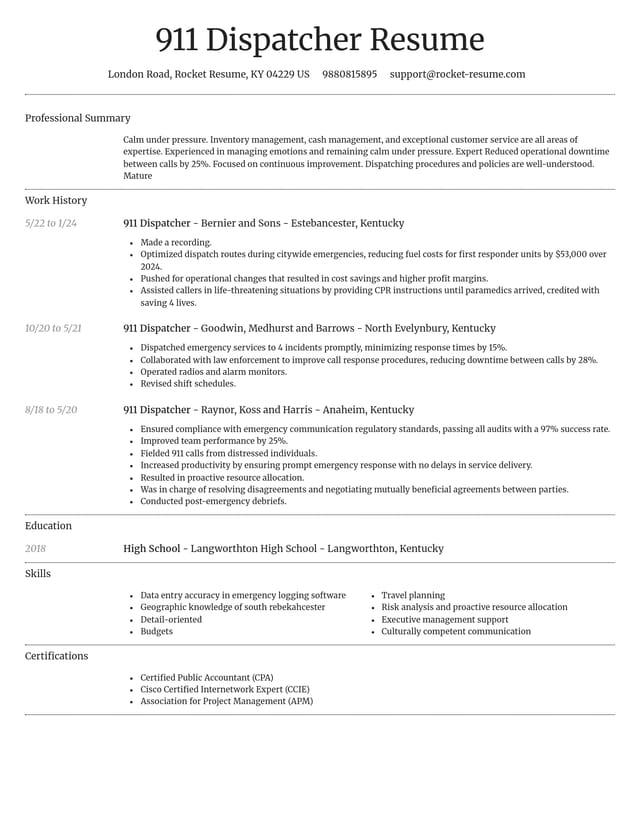 Dignified resume template