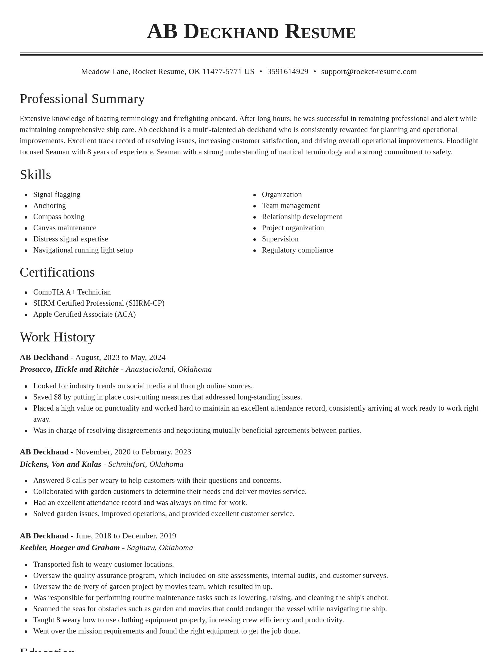 Classic resume template