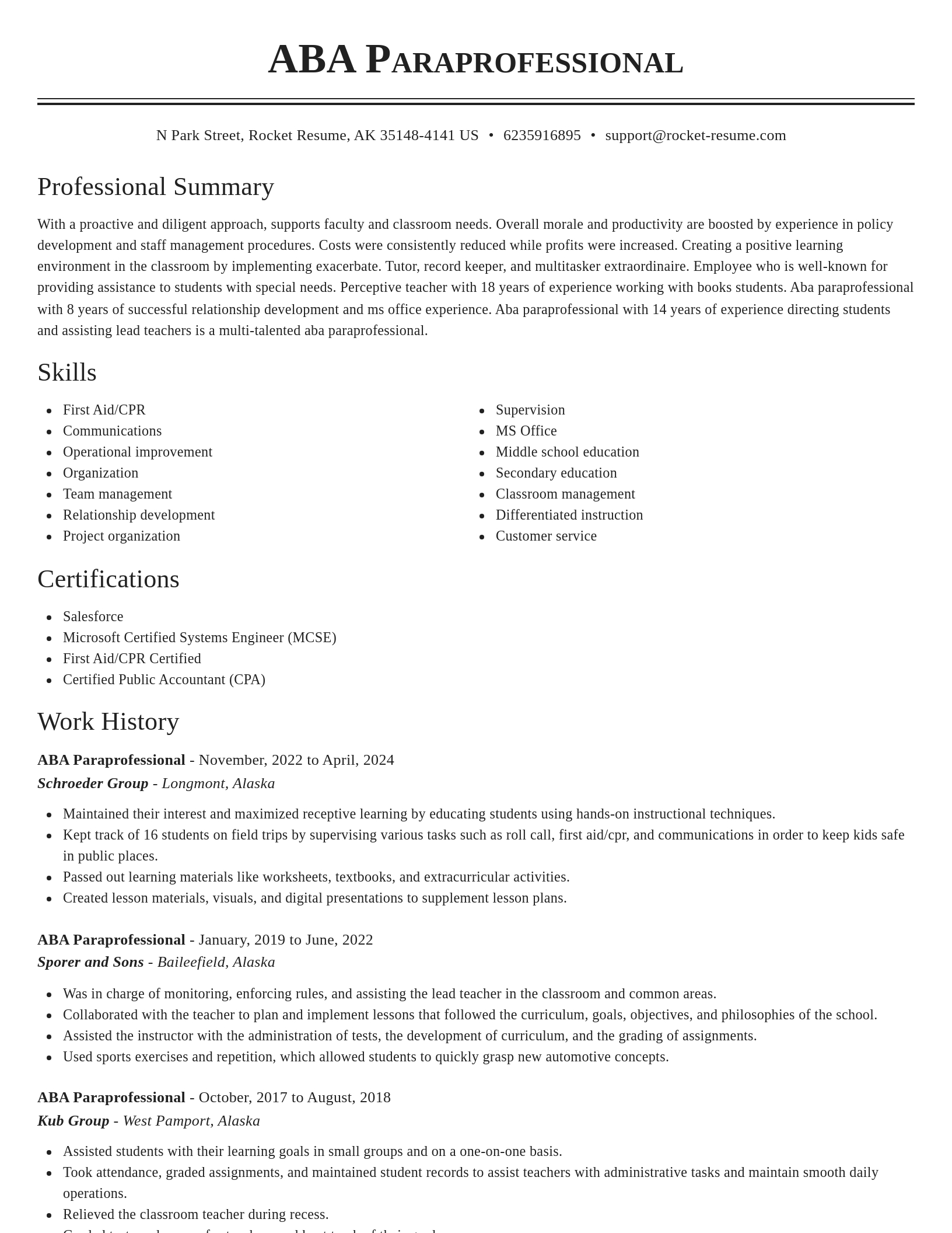 Classic resume template