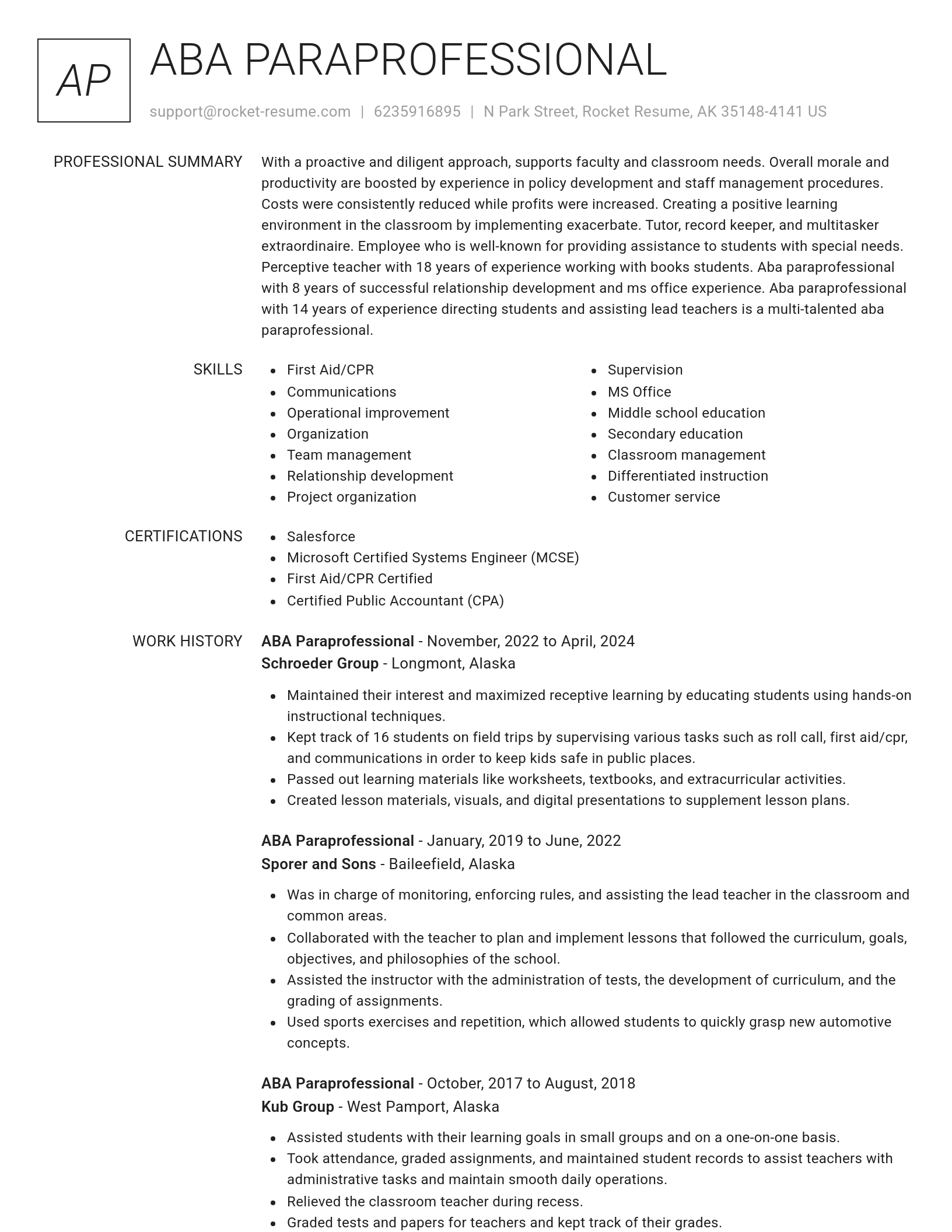 Renowned resume template