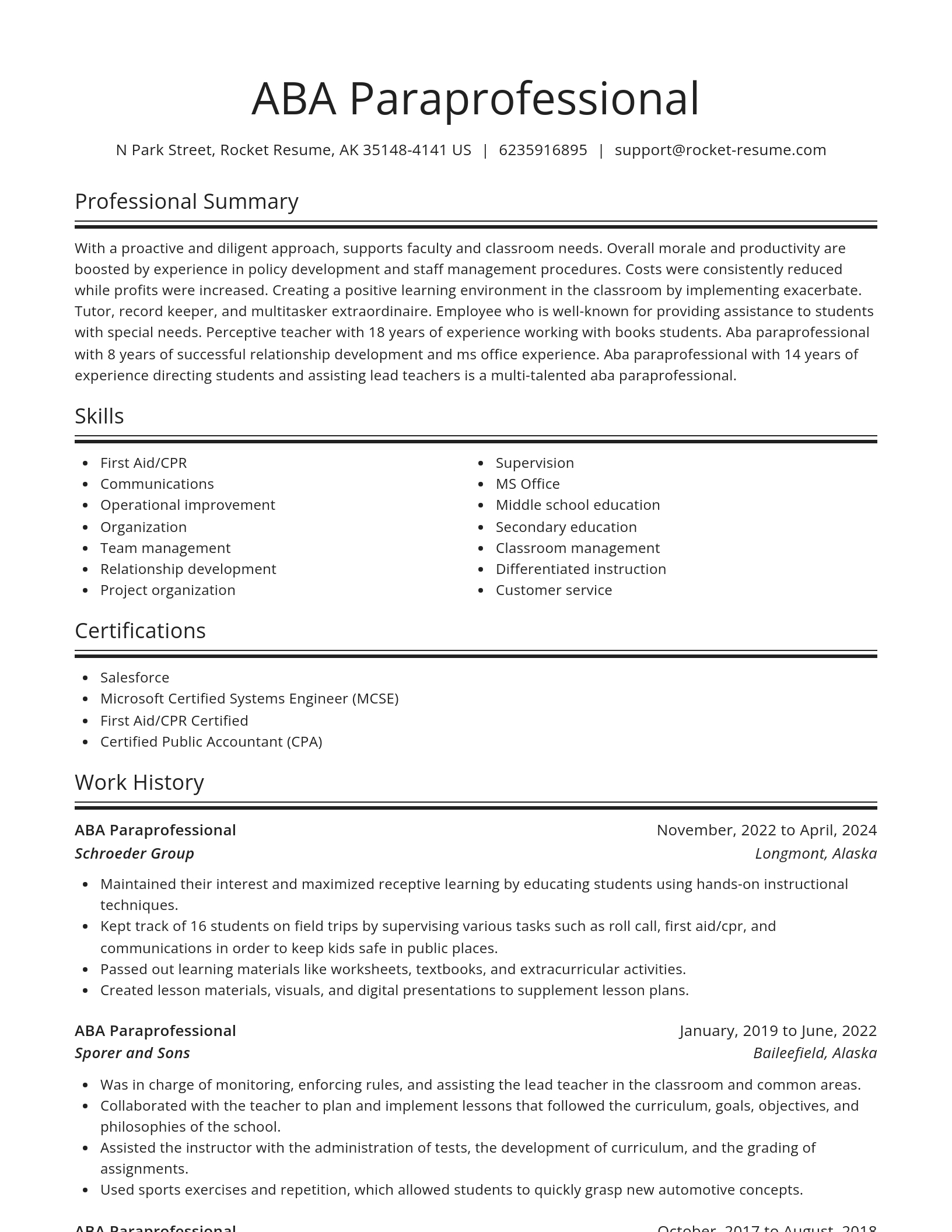 Spotlight resume template