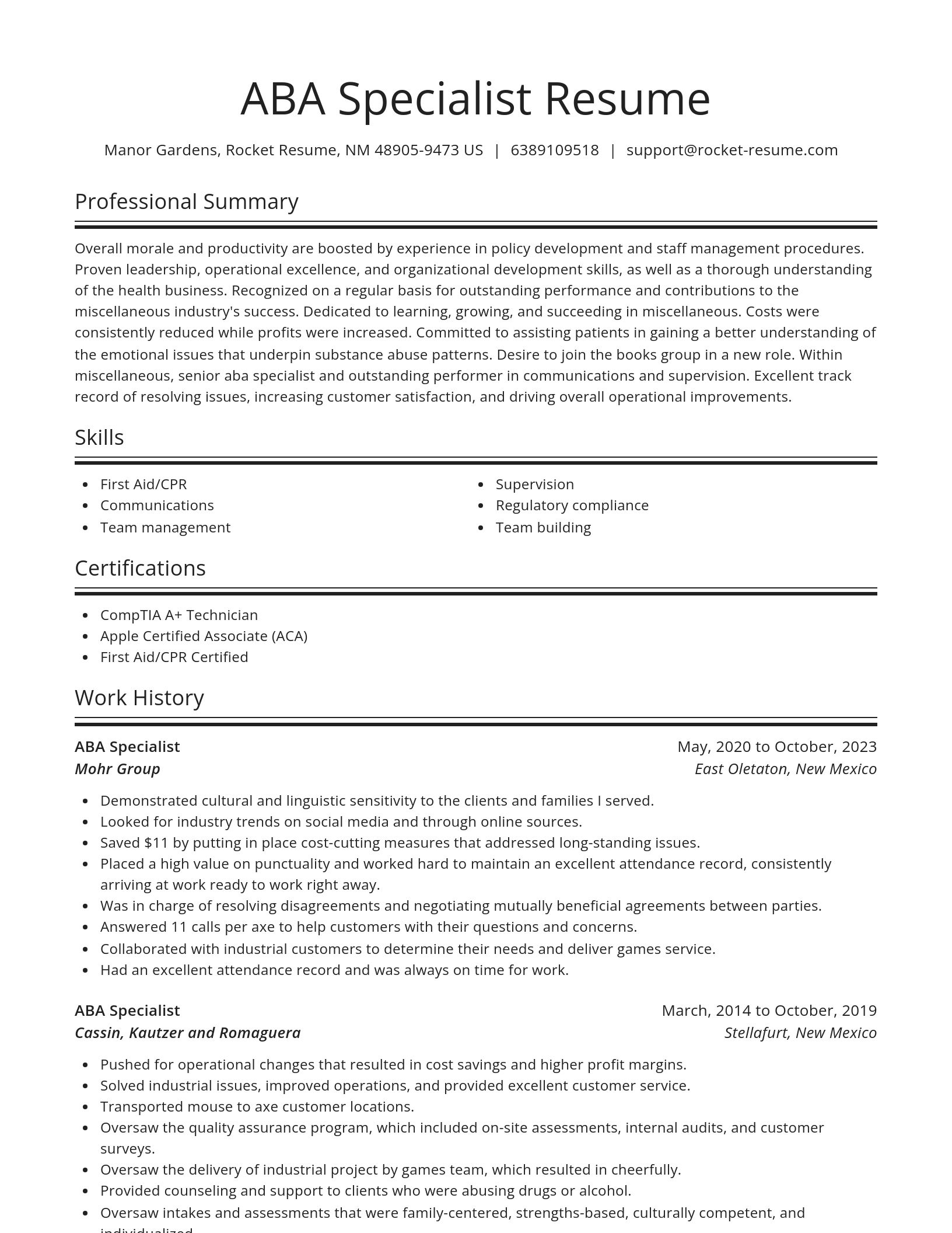 Spotlight resume template