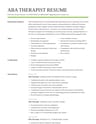 ABA Therapist resume template