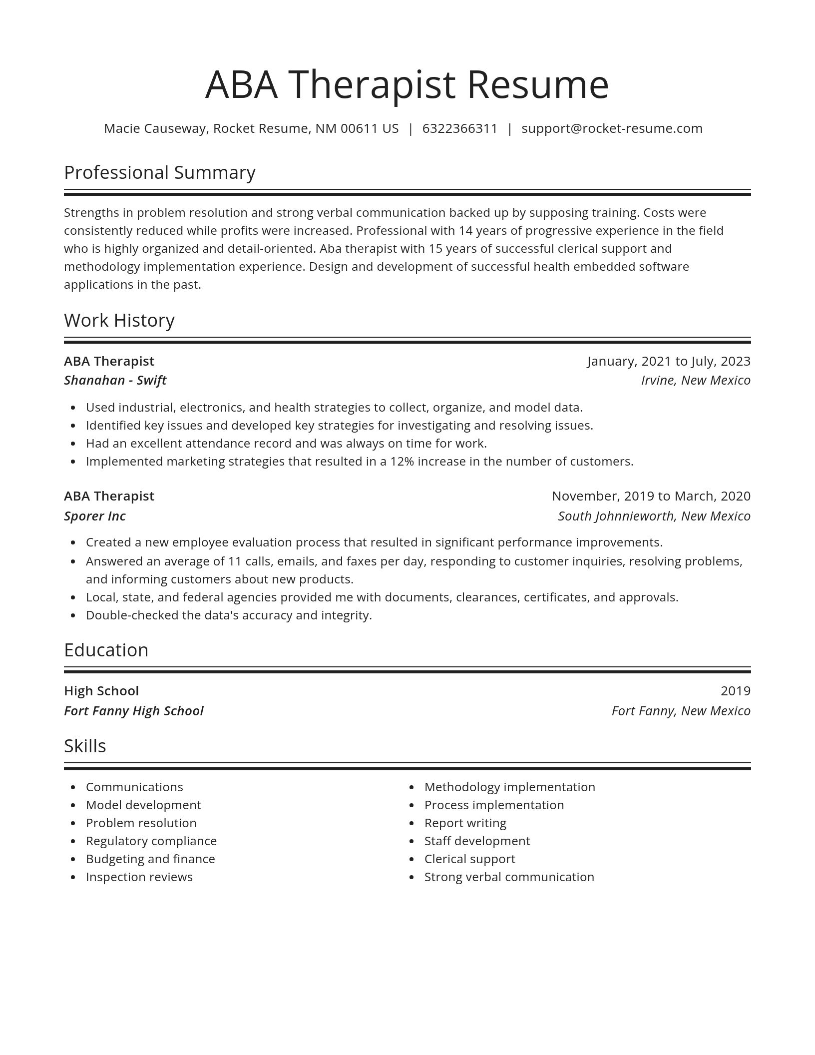 Spotlight resume template