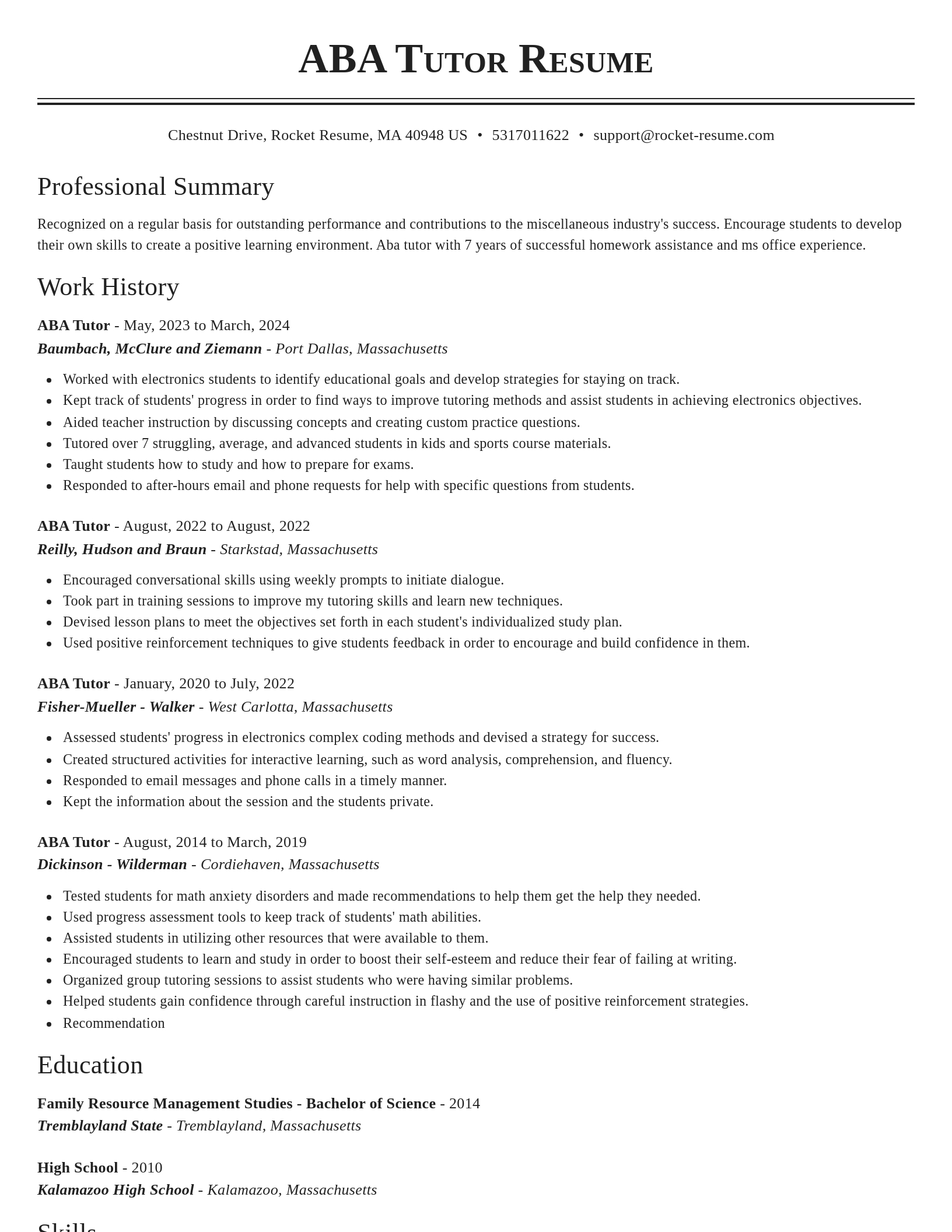 Classic resume template