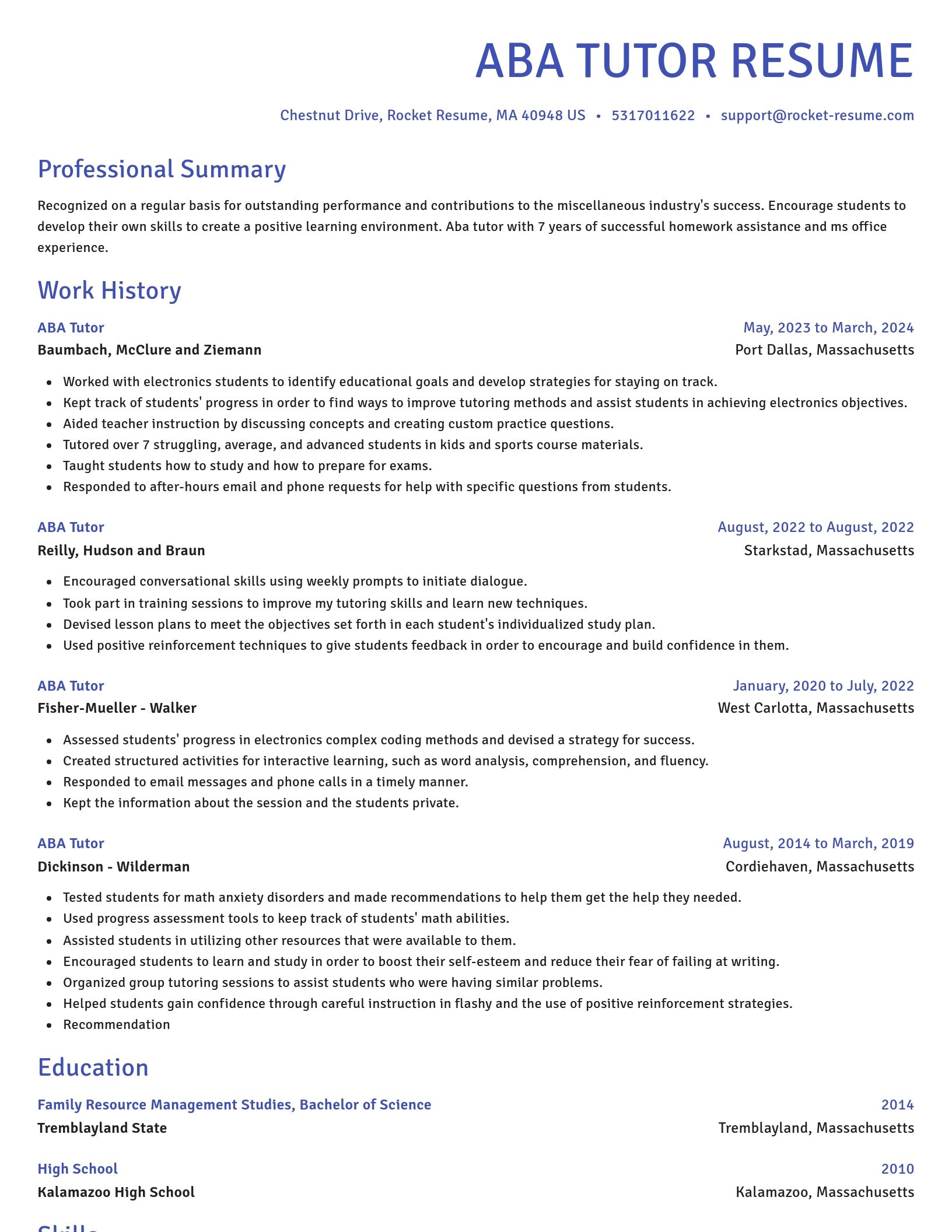 Novel resume template
