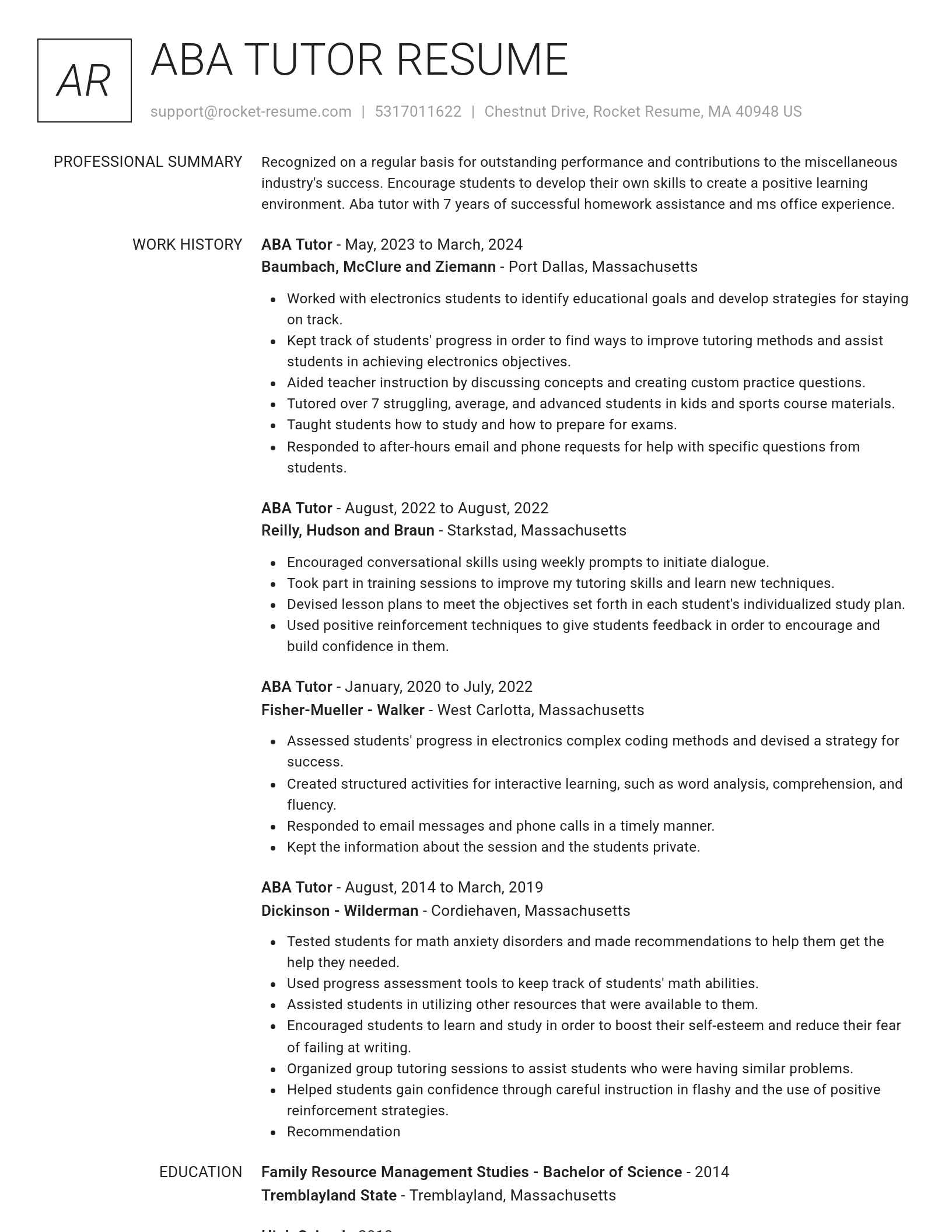 Renowned resume template