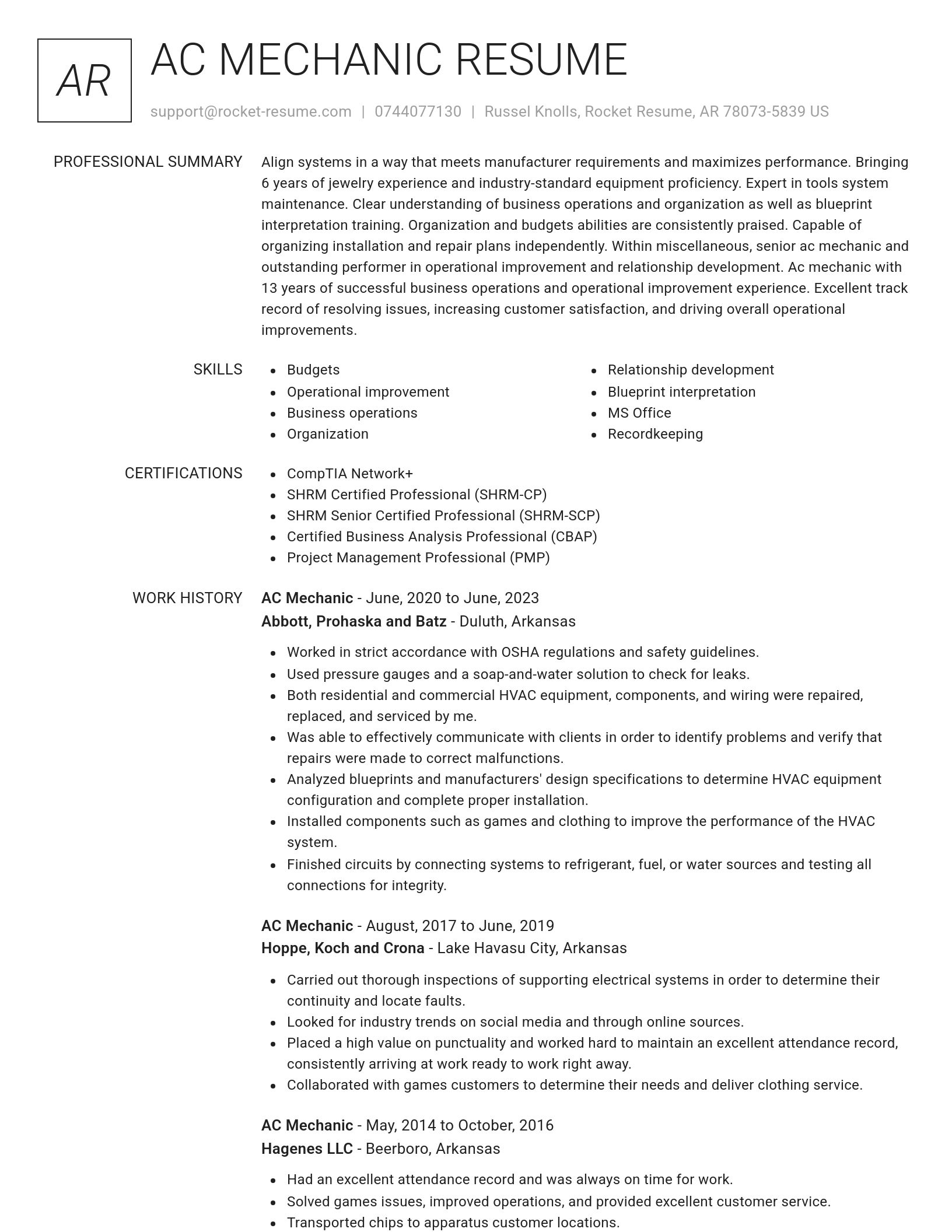 Renowned resume template