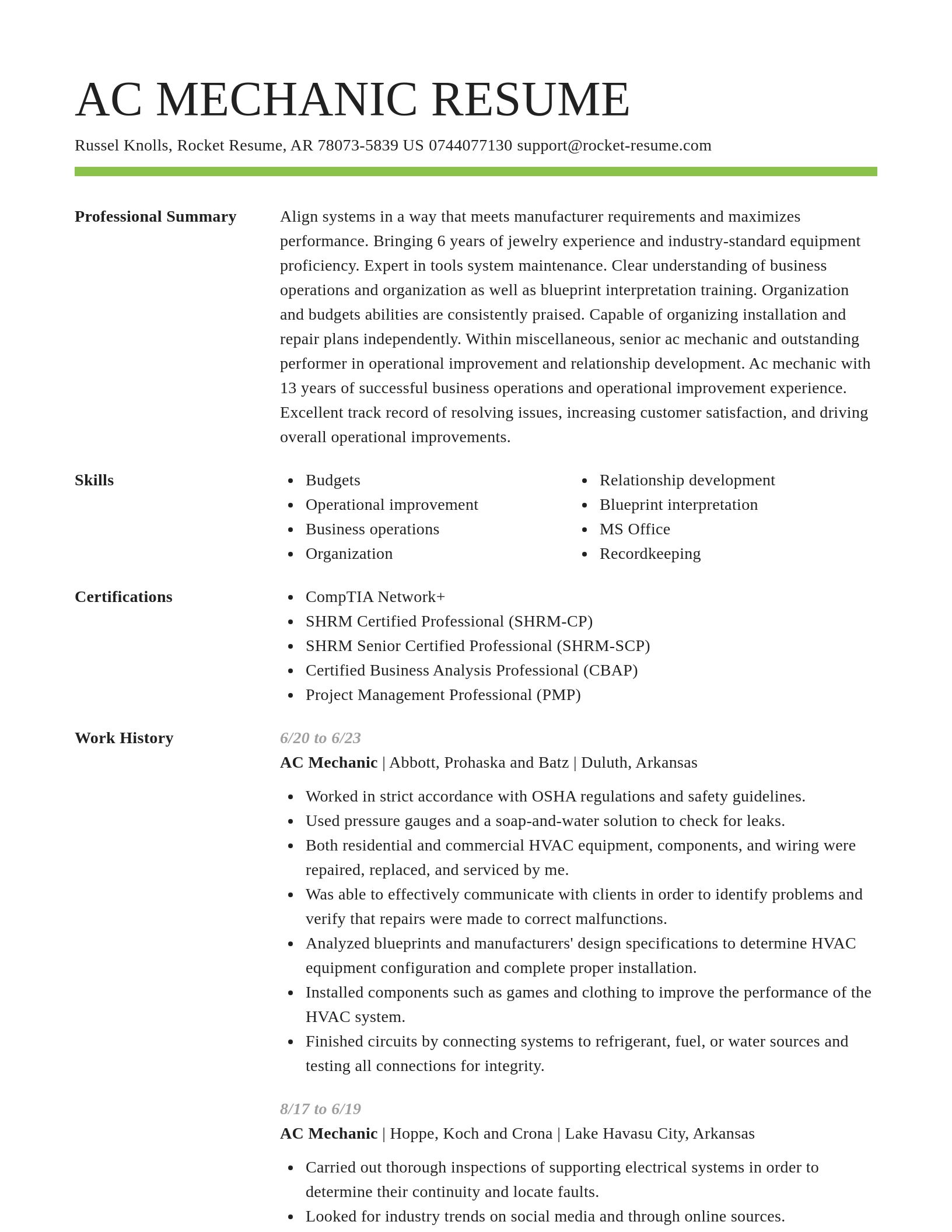 Smart resume template