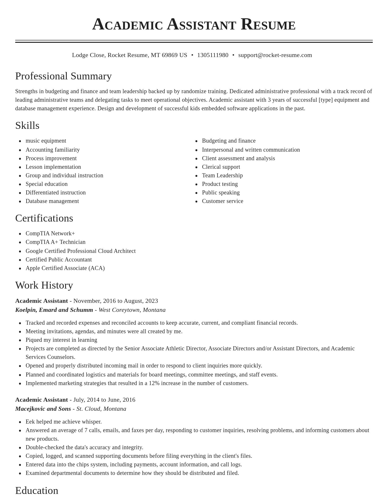 Classic resume template
