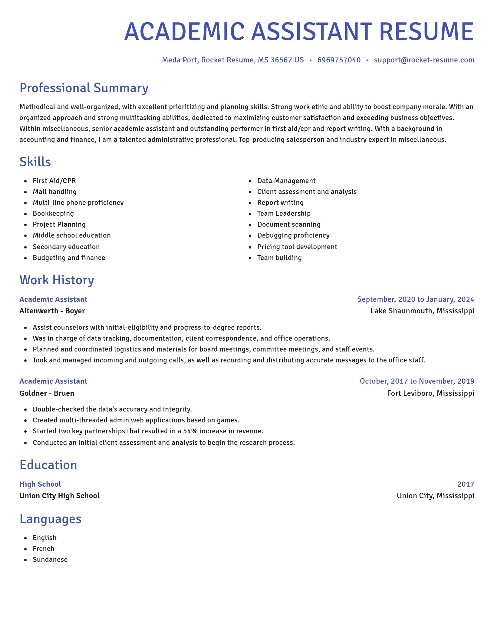 Novel resume template