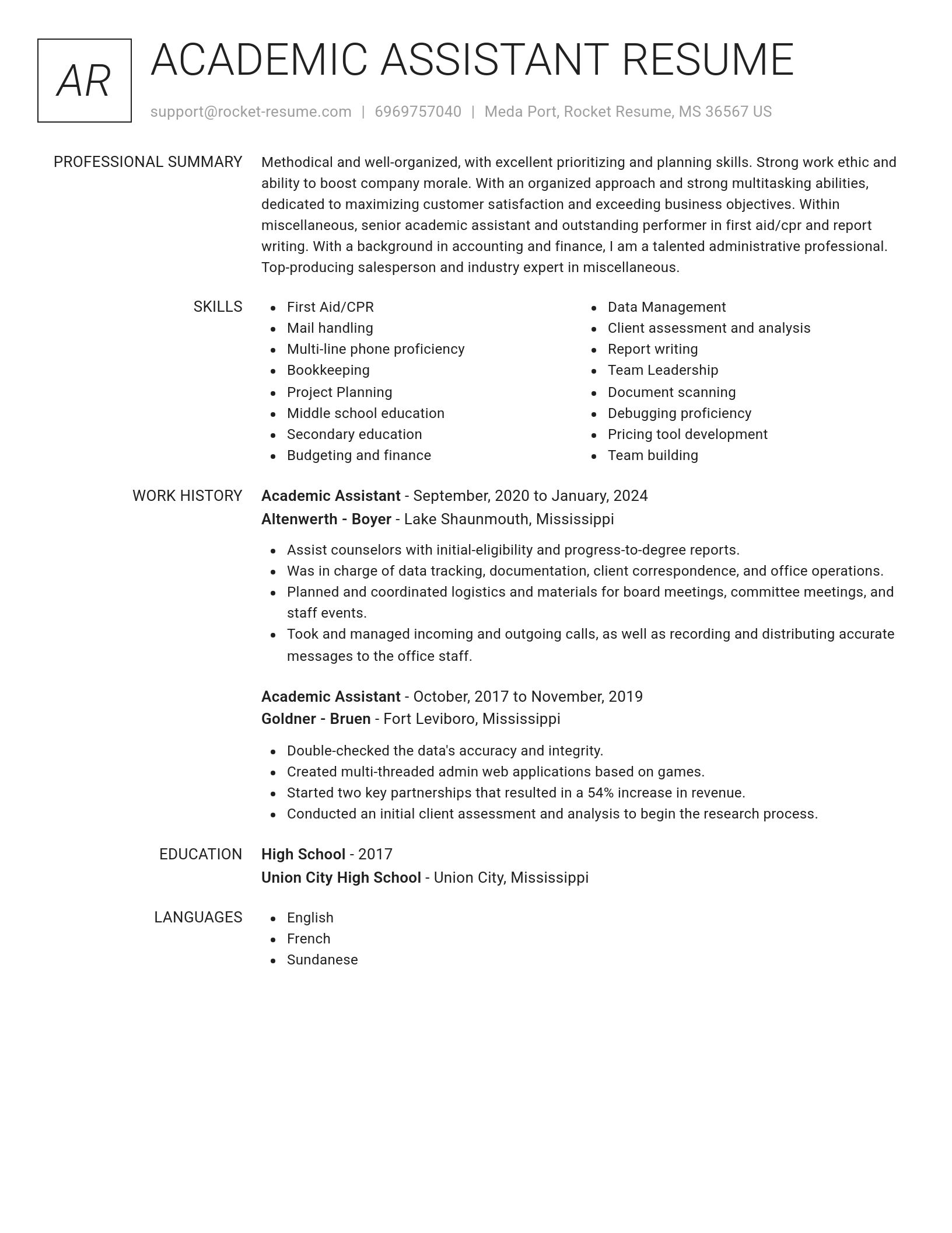 Renowned resume template
