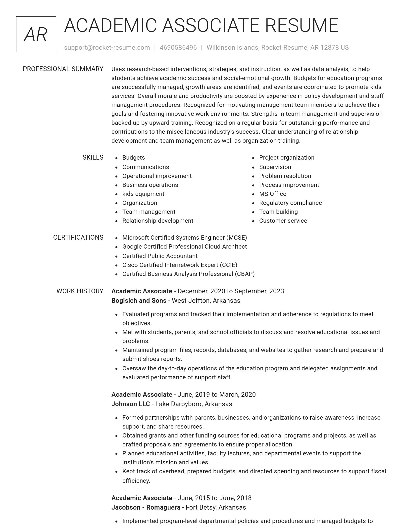 Renowned resume template