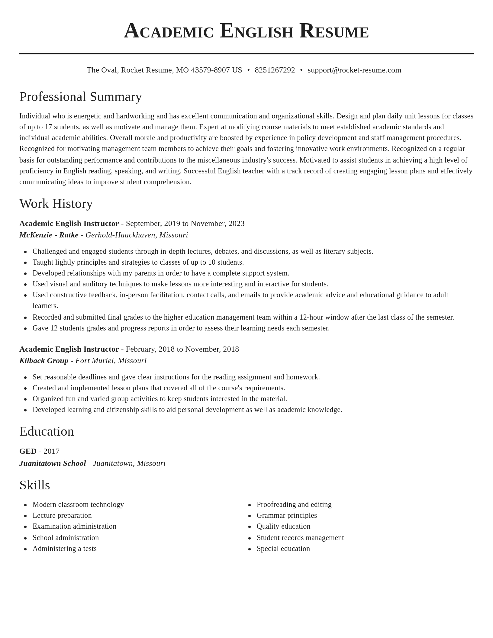 Classic resume template