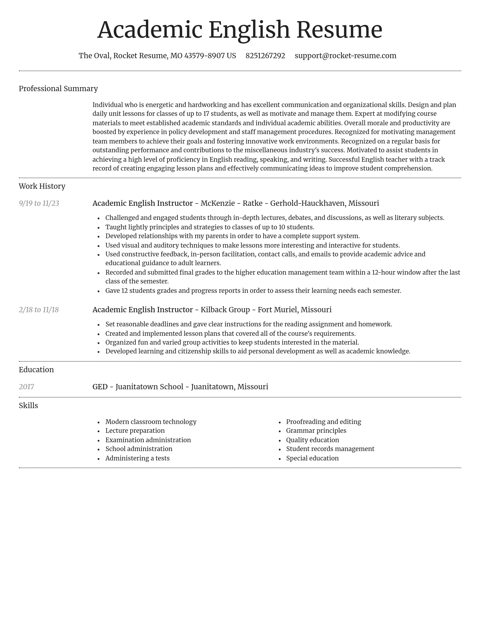 Dignified resume template