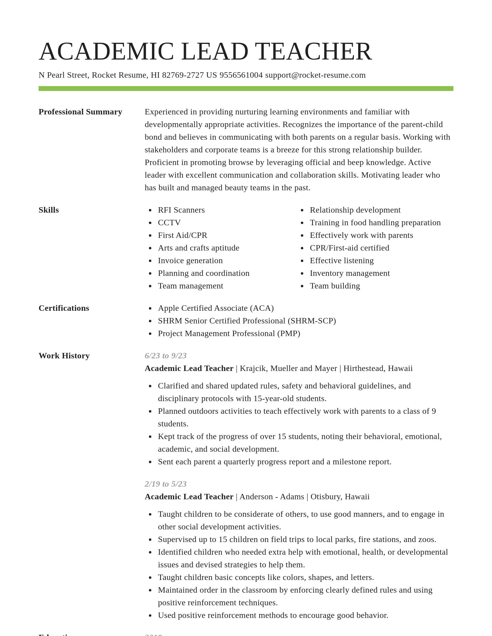 Smart resume template