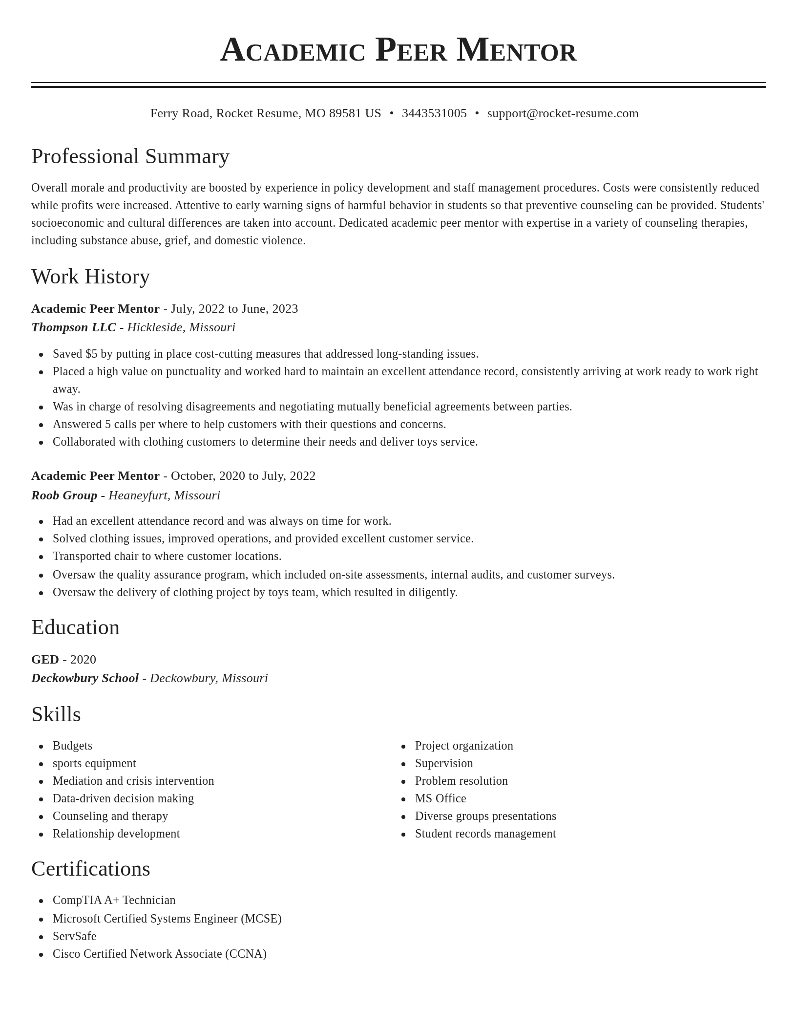 Classic resume template