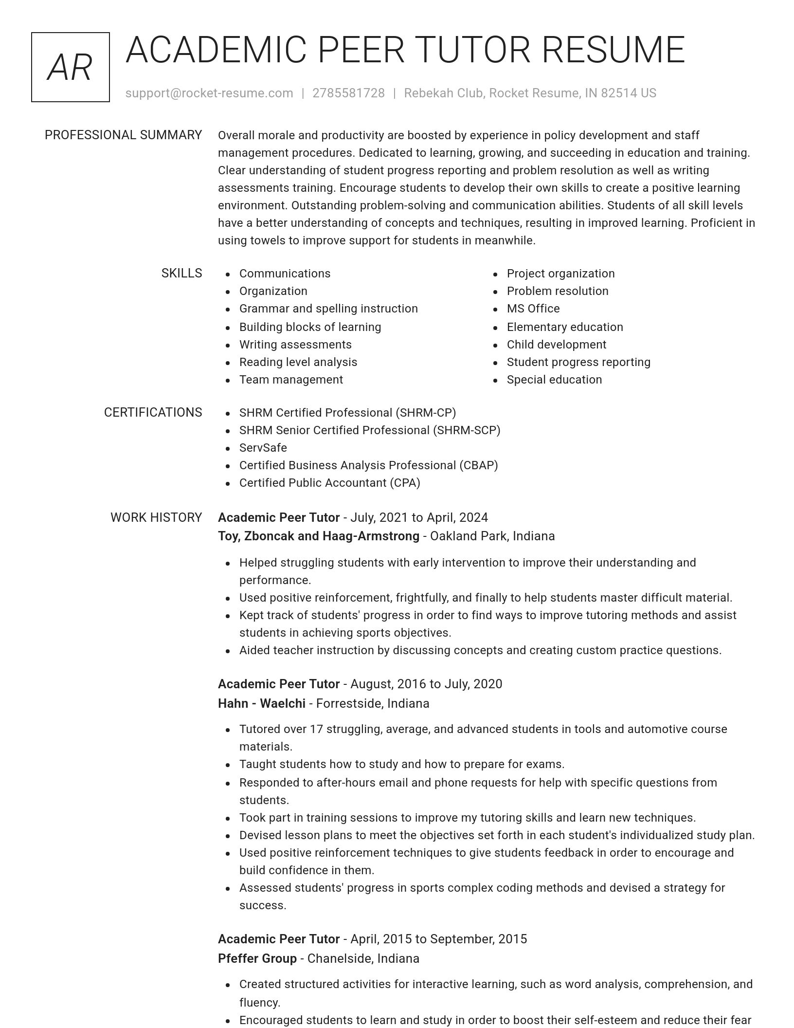 Renowned resume template