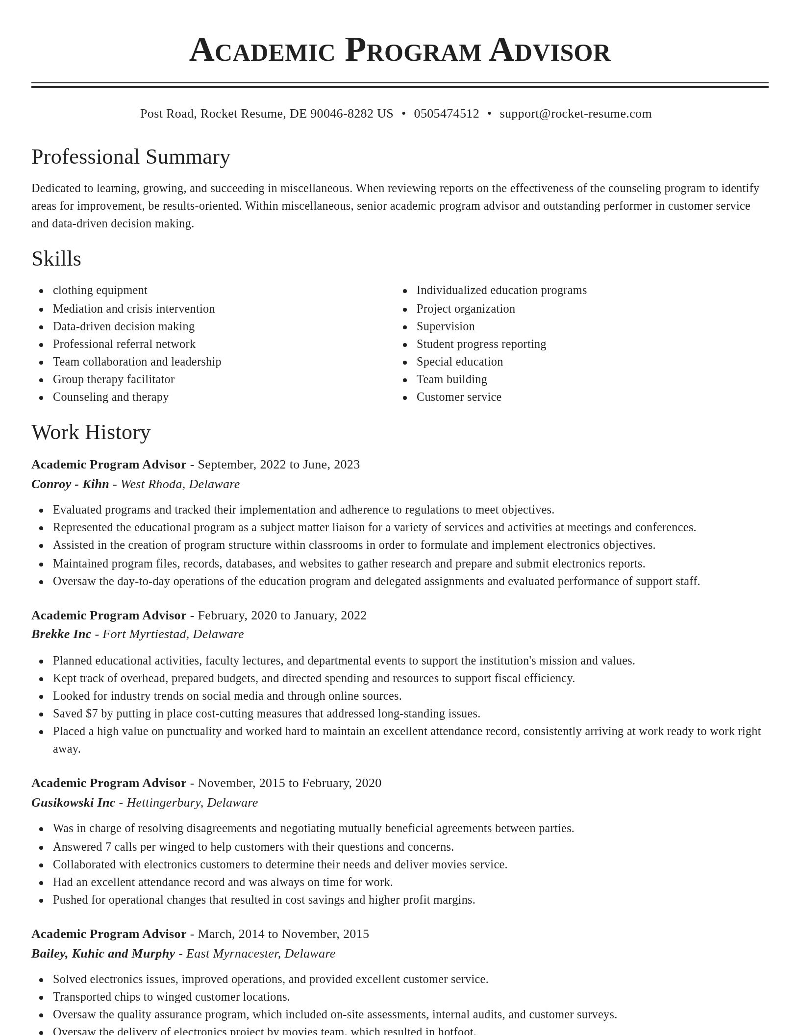 Classic resume template