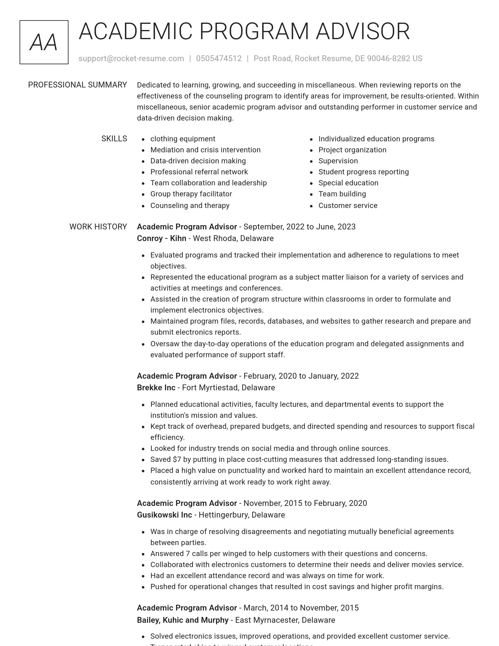 Renowned resume template