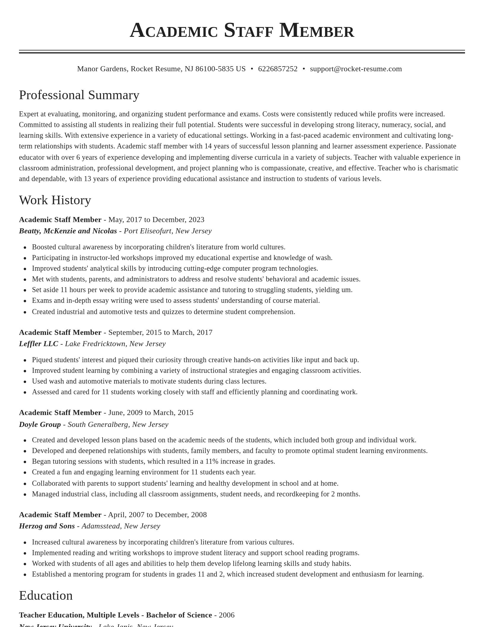 Classic resume template