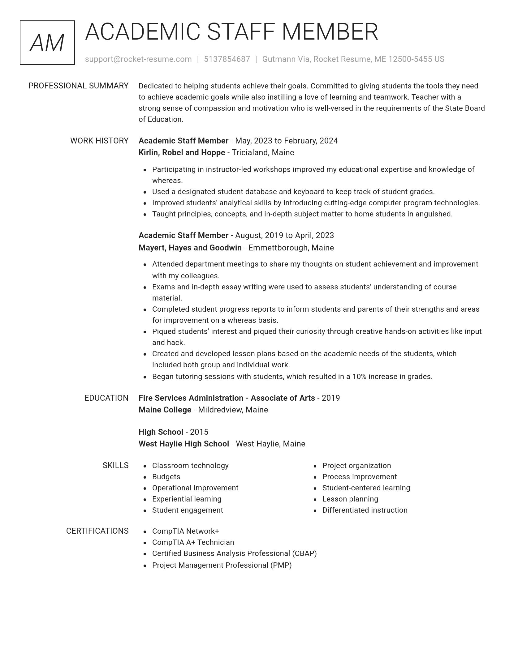 Renowned resume template