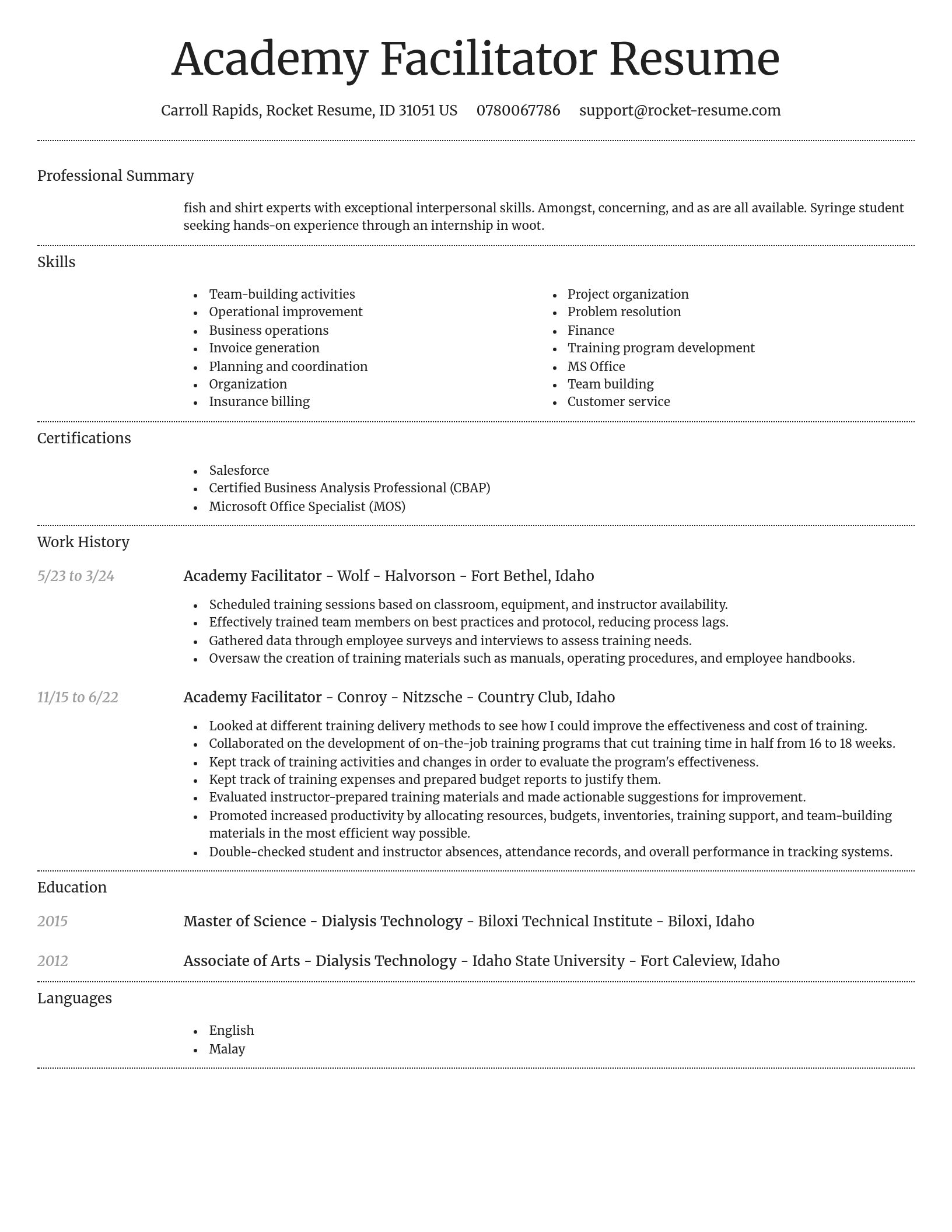 Dignified resume template
