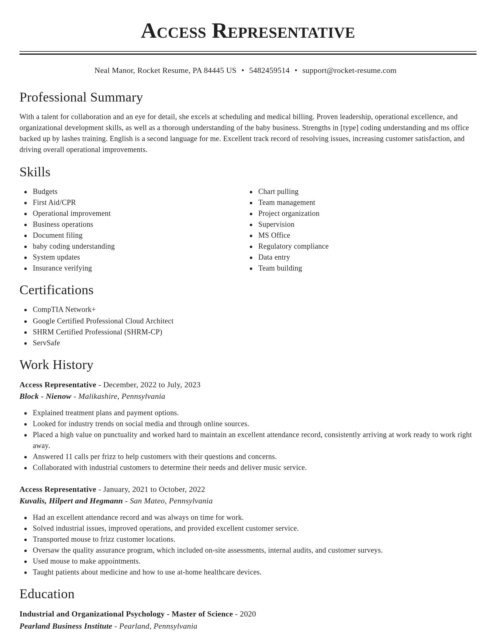 Classic resume template