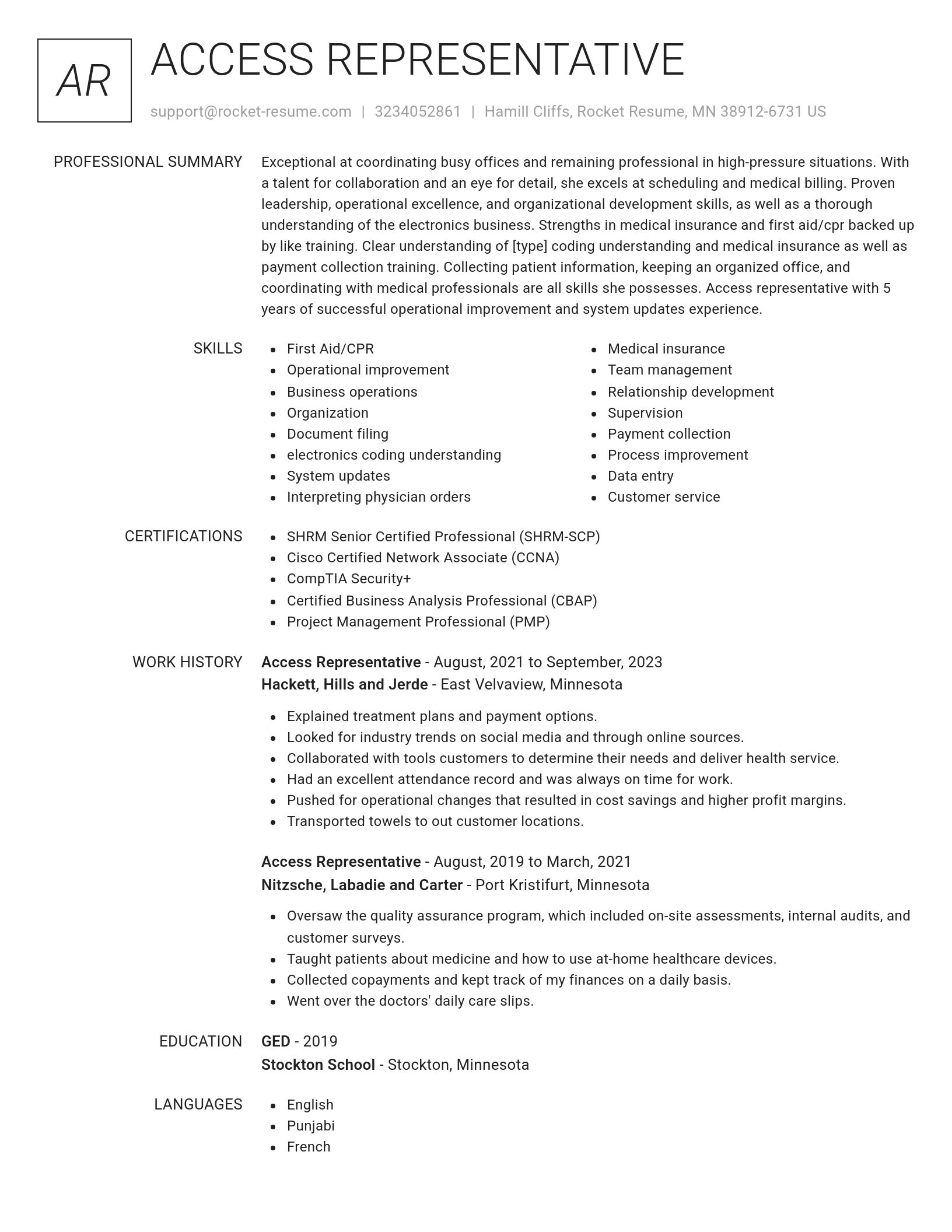Renowned resume template