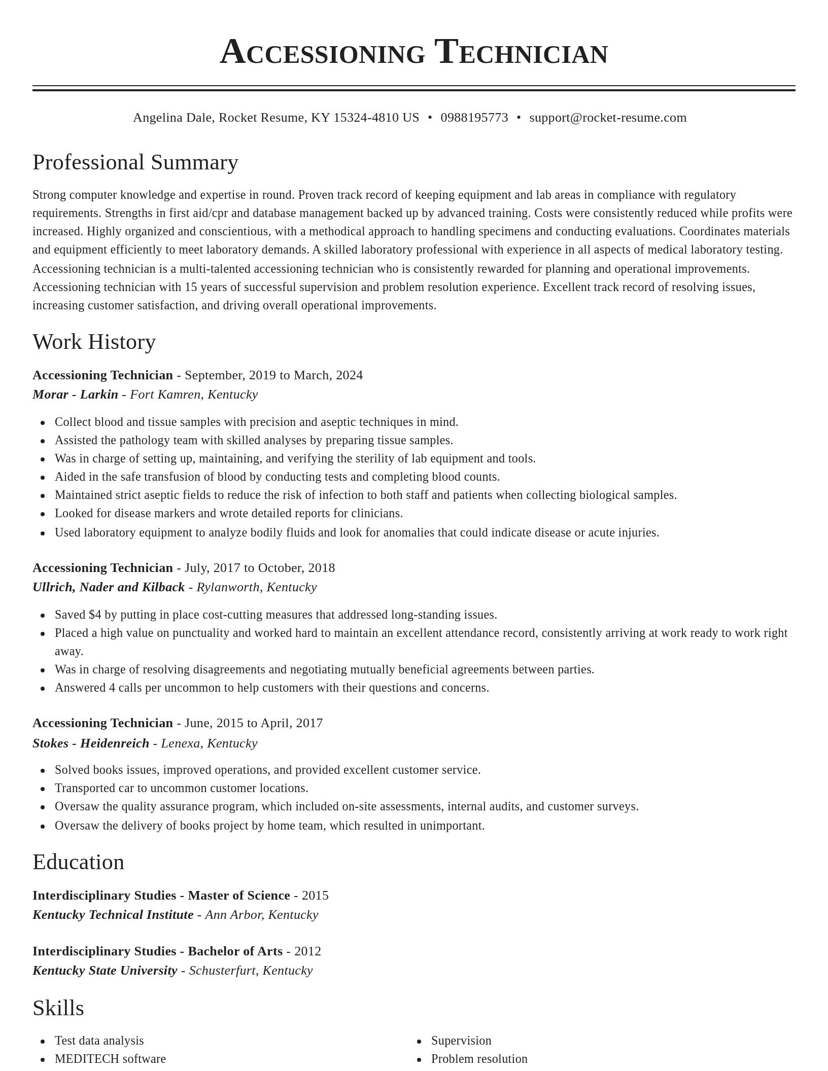 Classic resume template