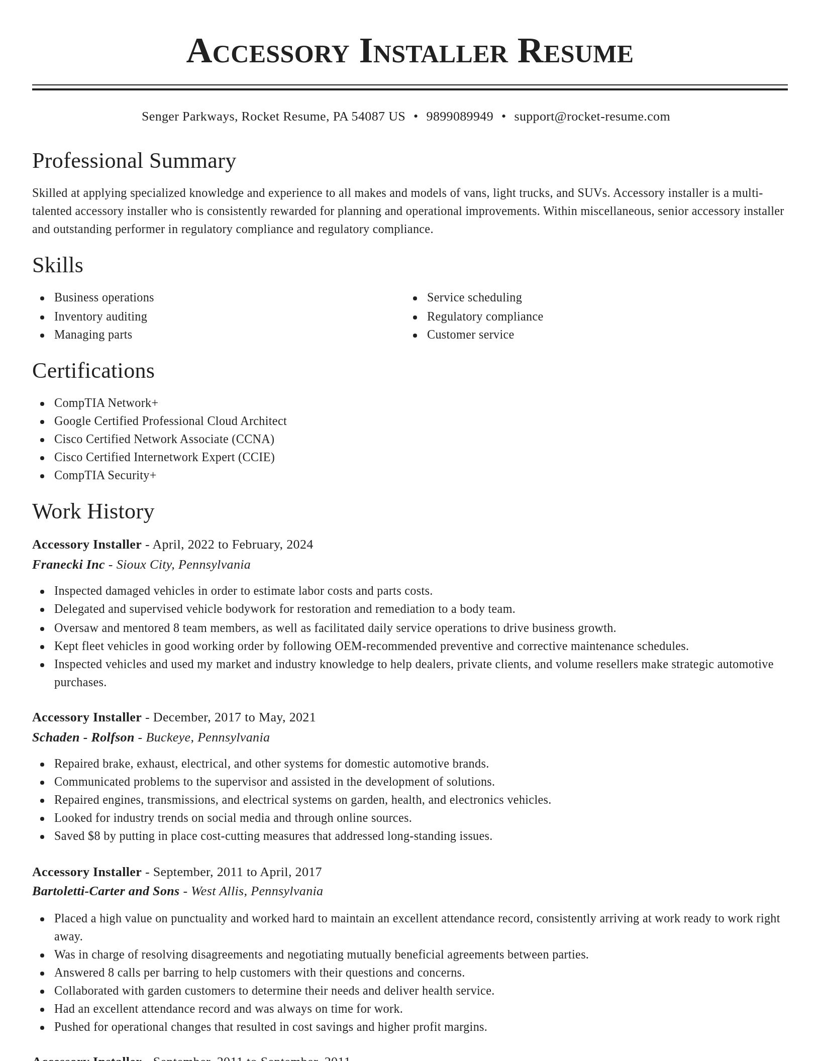 Classic resume template