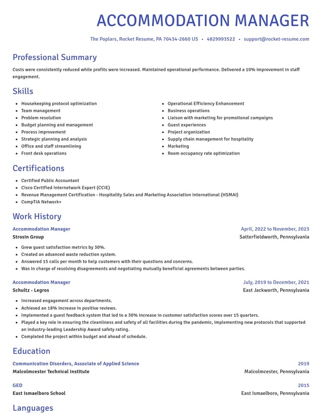 Novel resume template