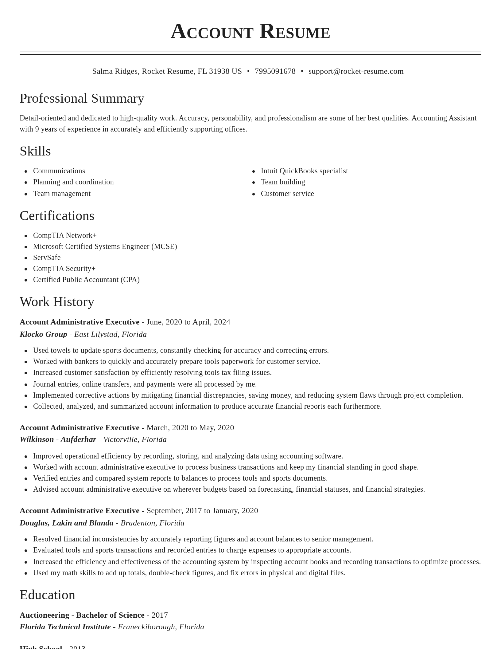 Classic resume template