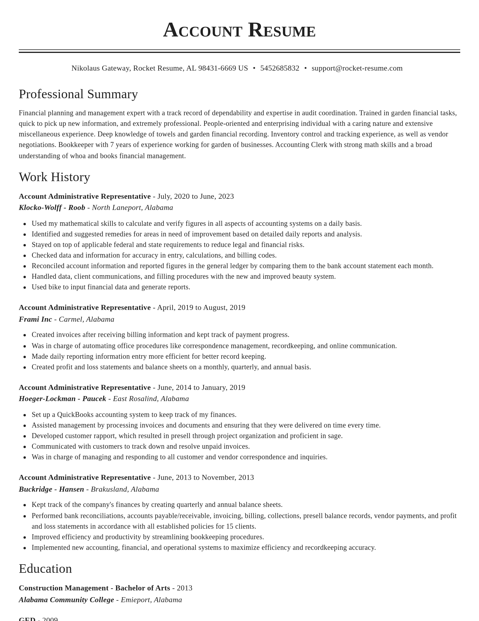 Classic resume template