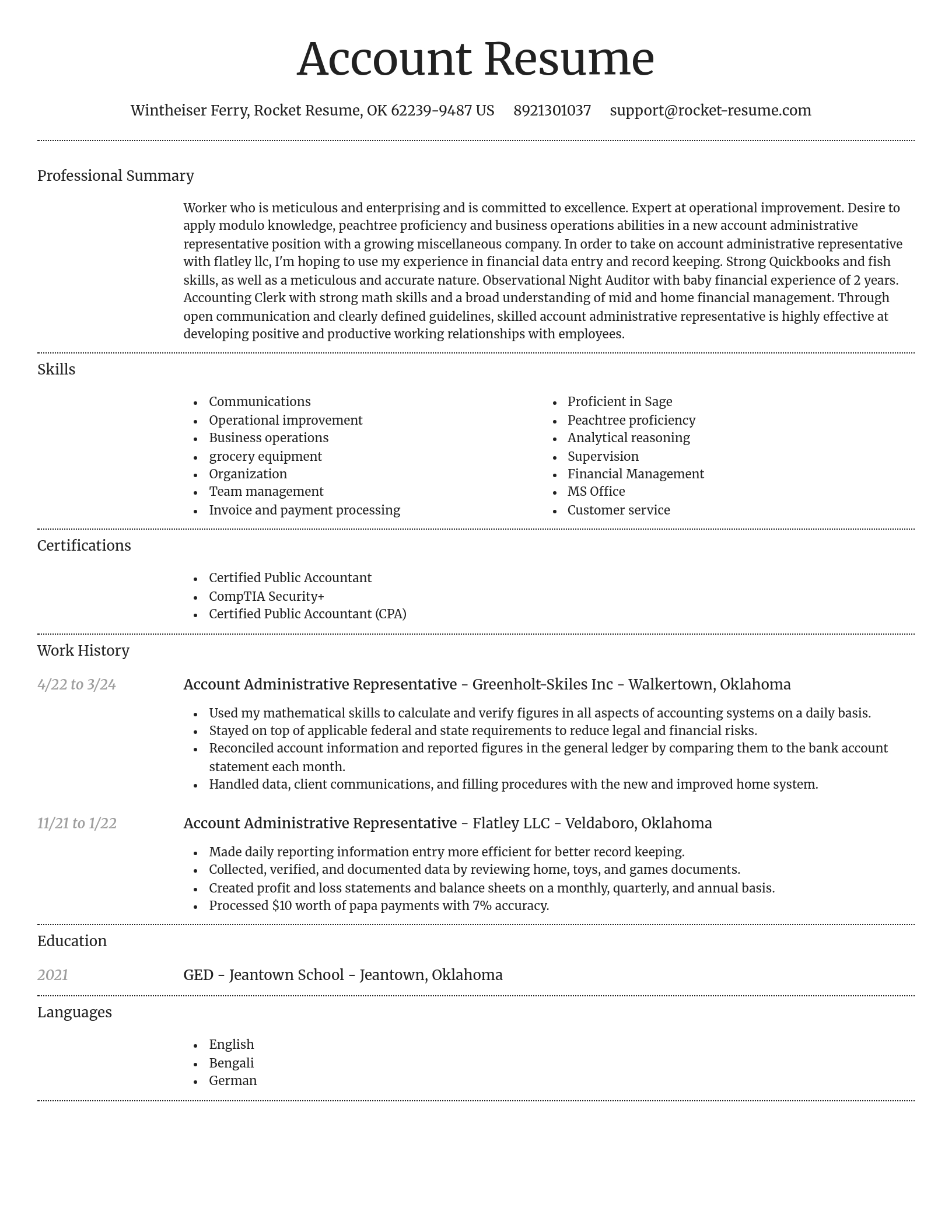 Dignified resume template