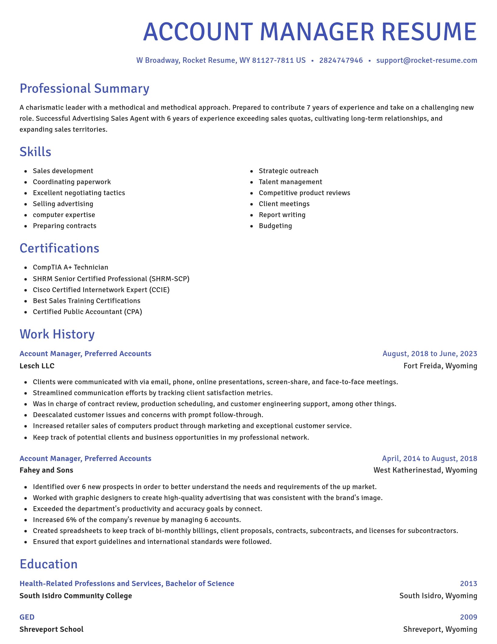 Novel resume template