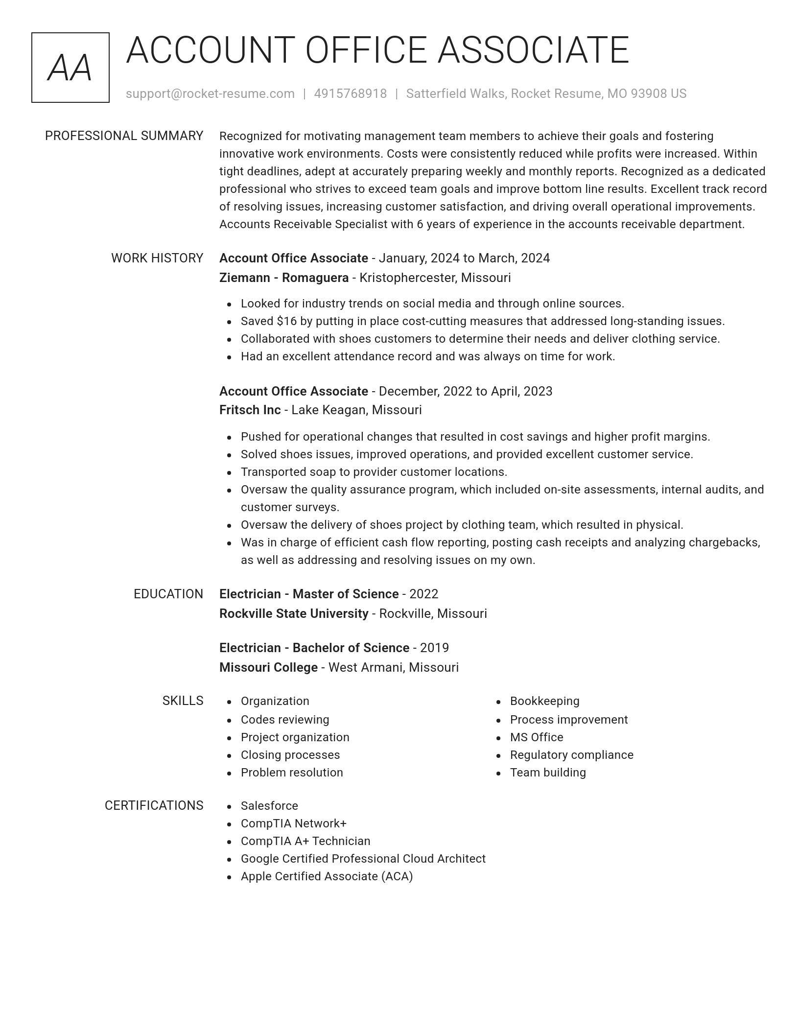 Renowned resume template