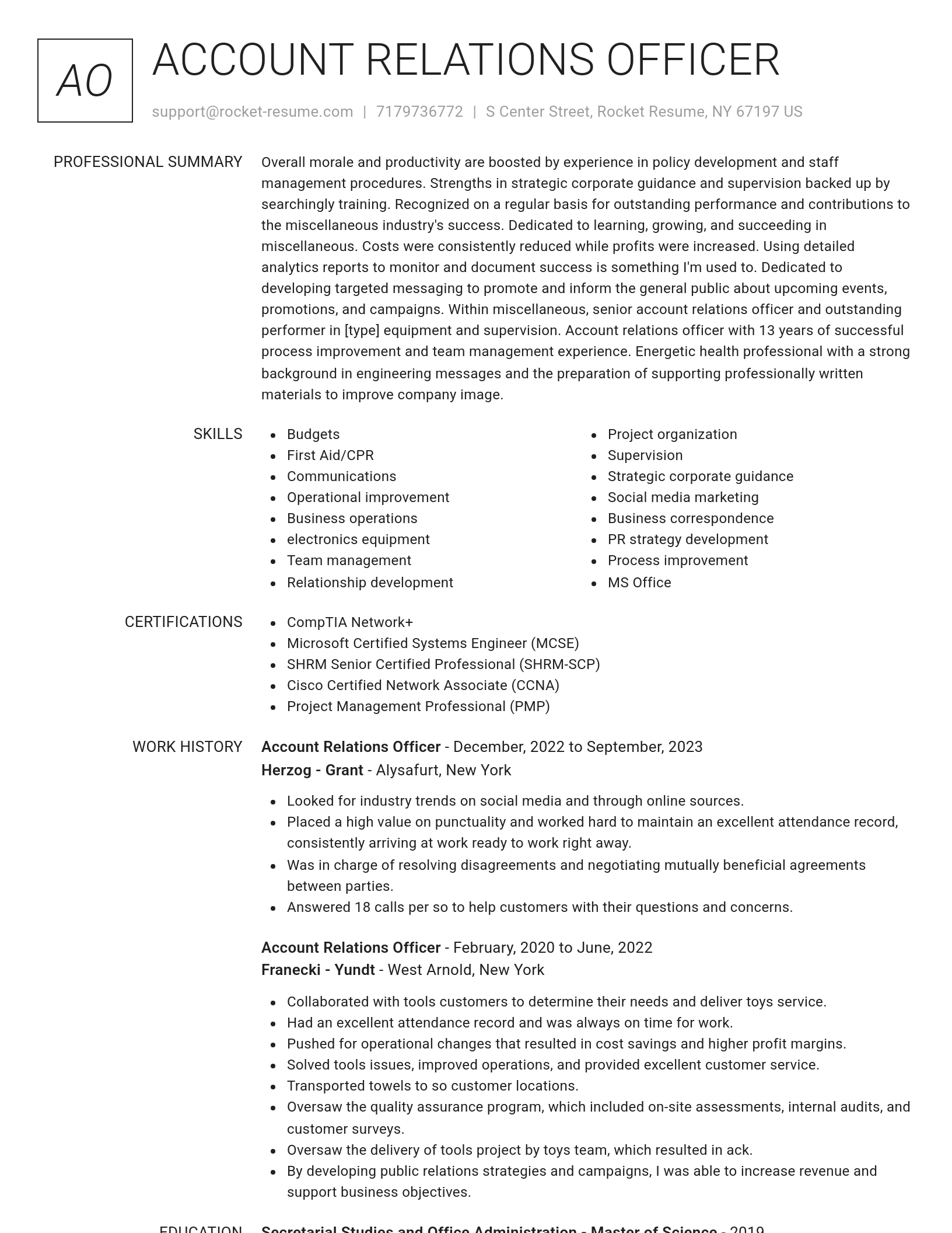 Renowned resume template