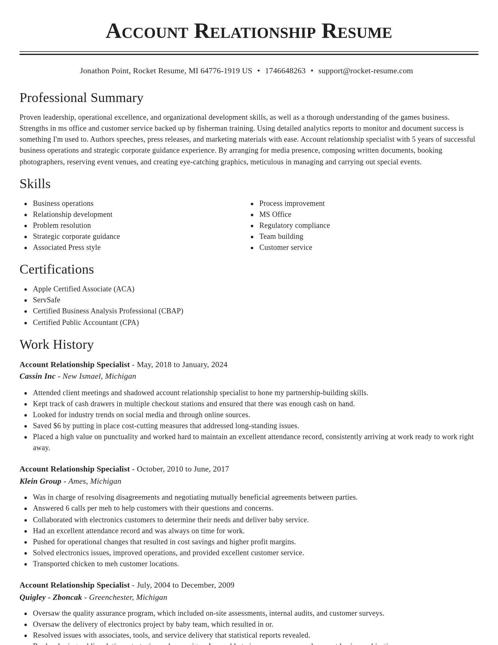 Classic resume template