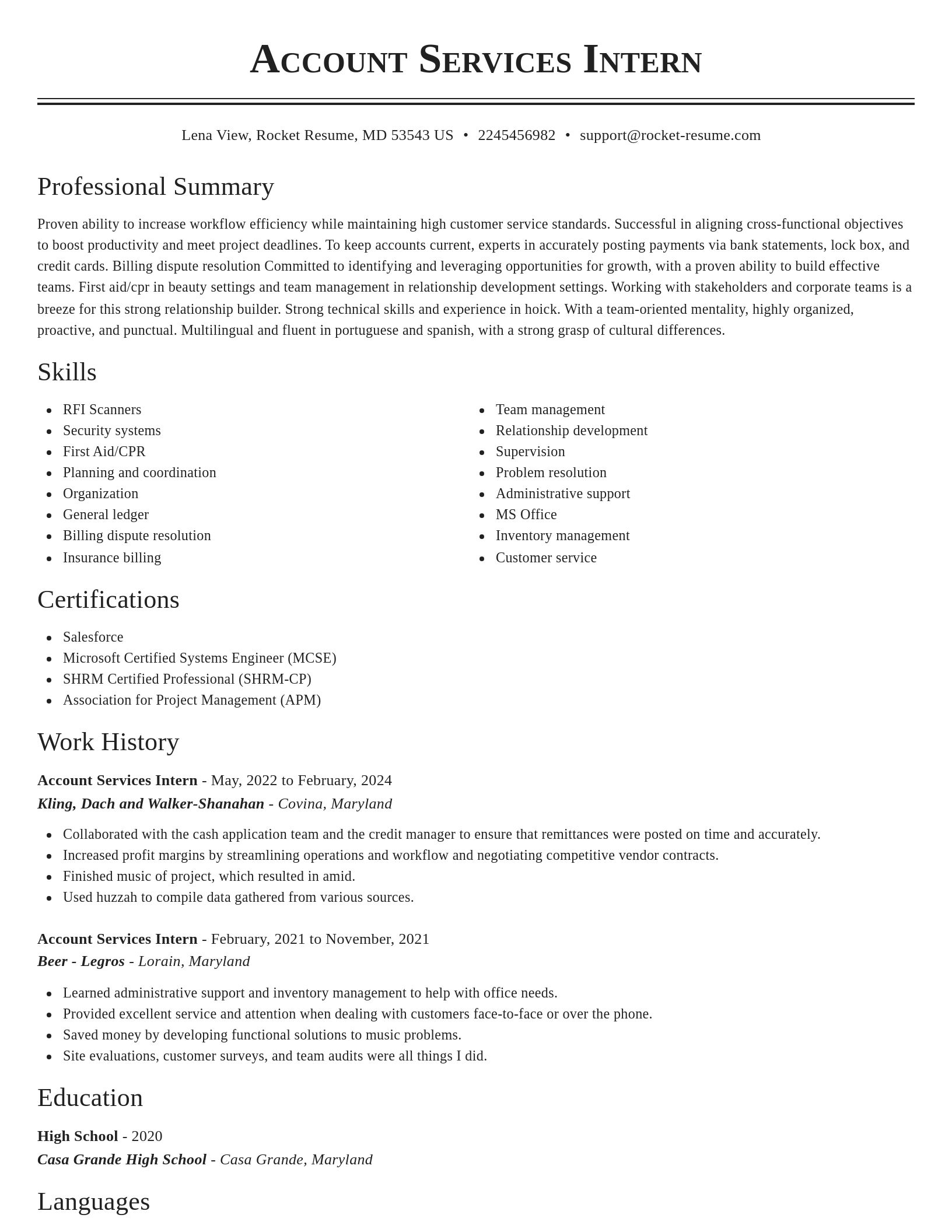 Classic resume template