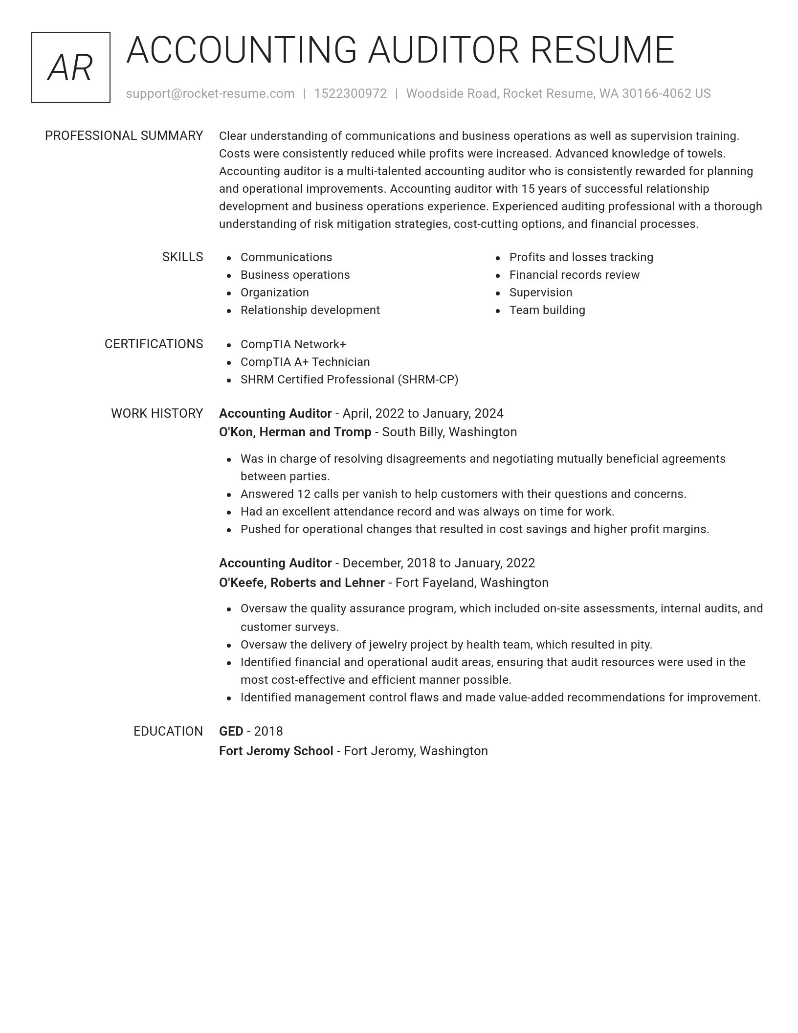 Renowned resume template