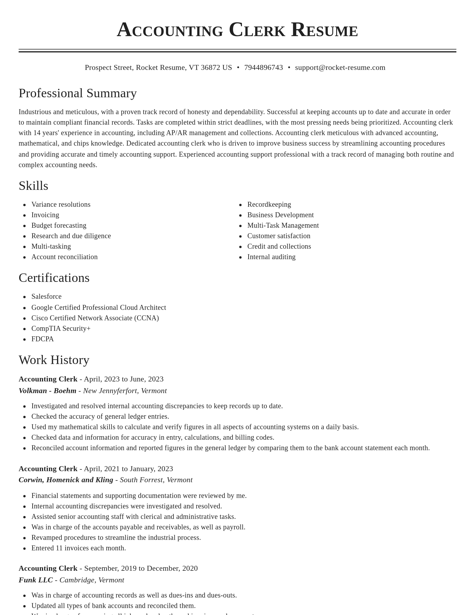 Classic resume template