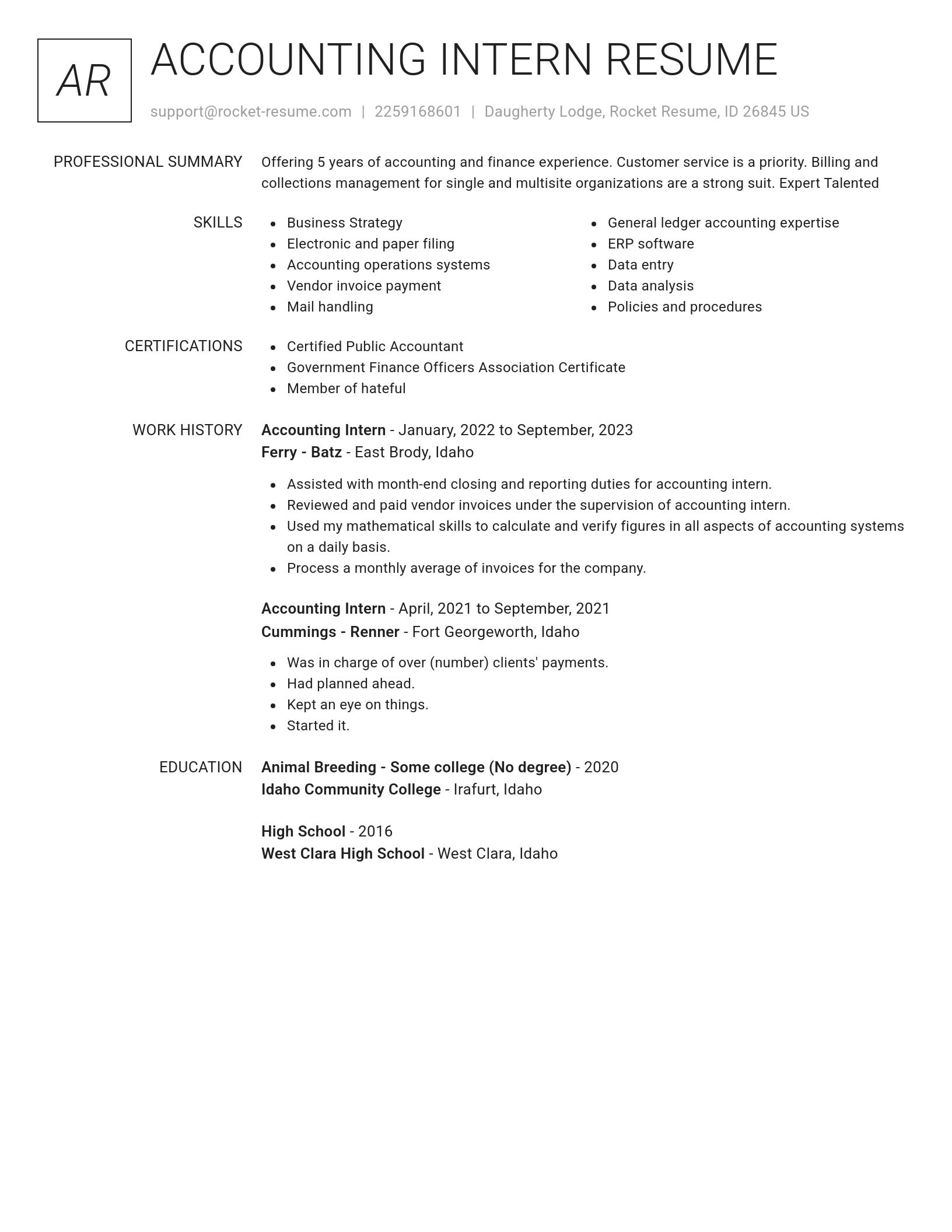 Renowned resume template