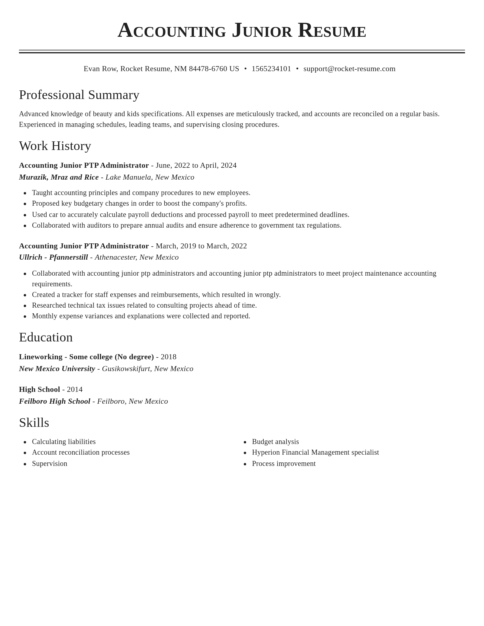 Classic resume template