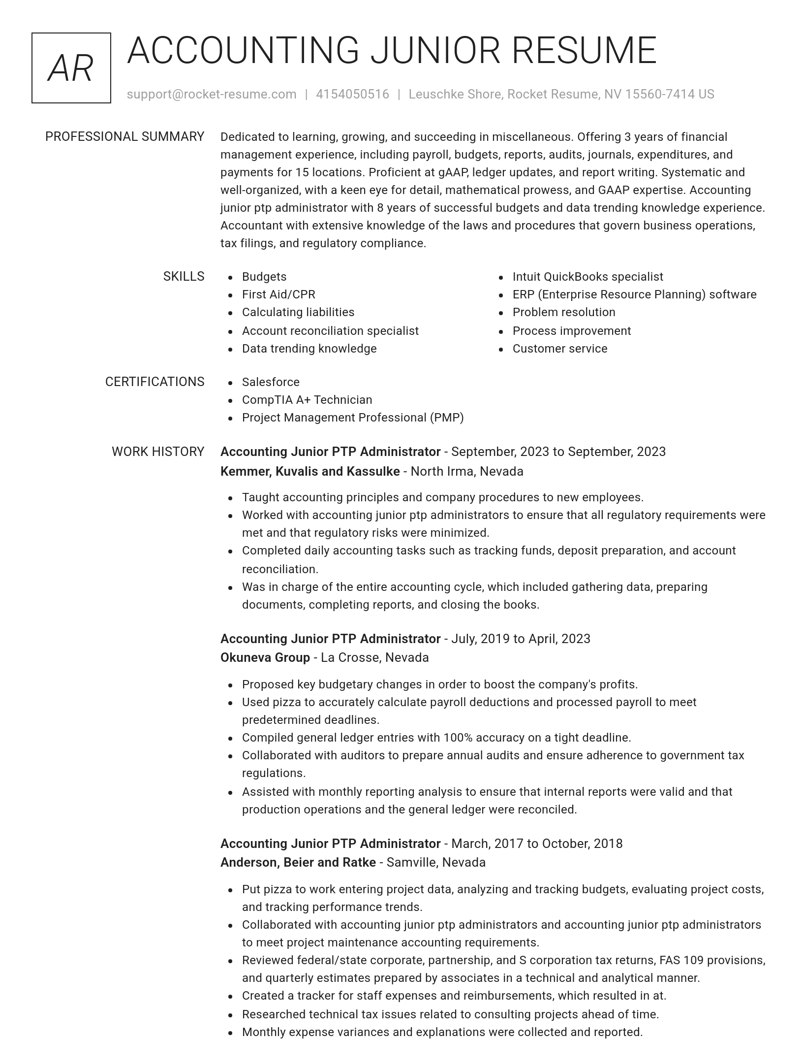 Renowned resume template